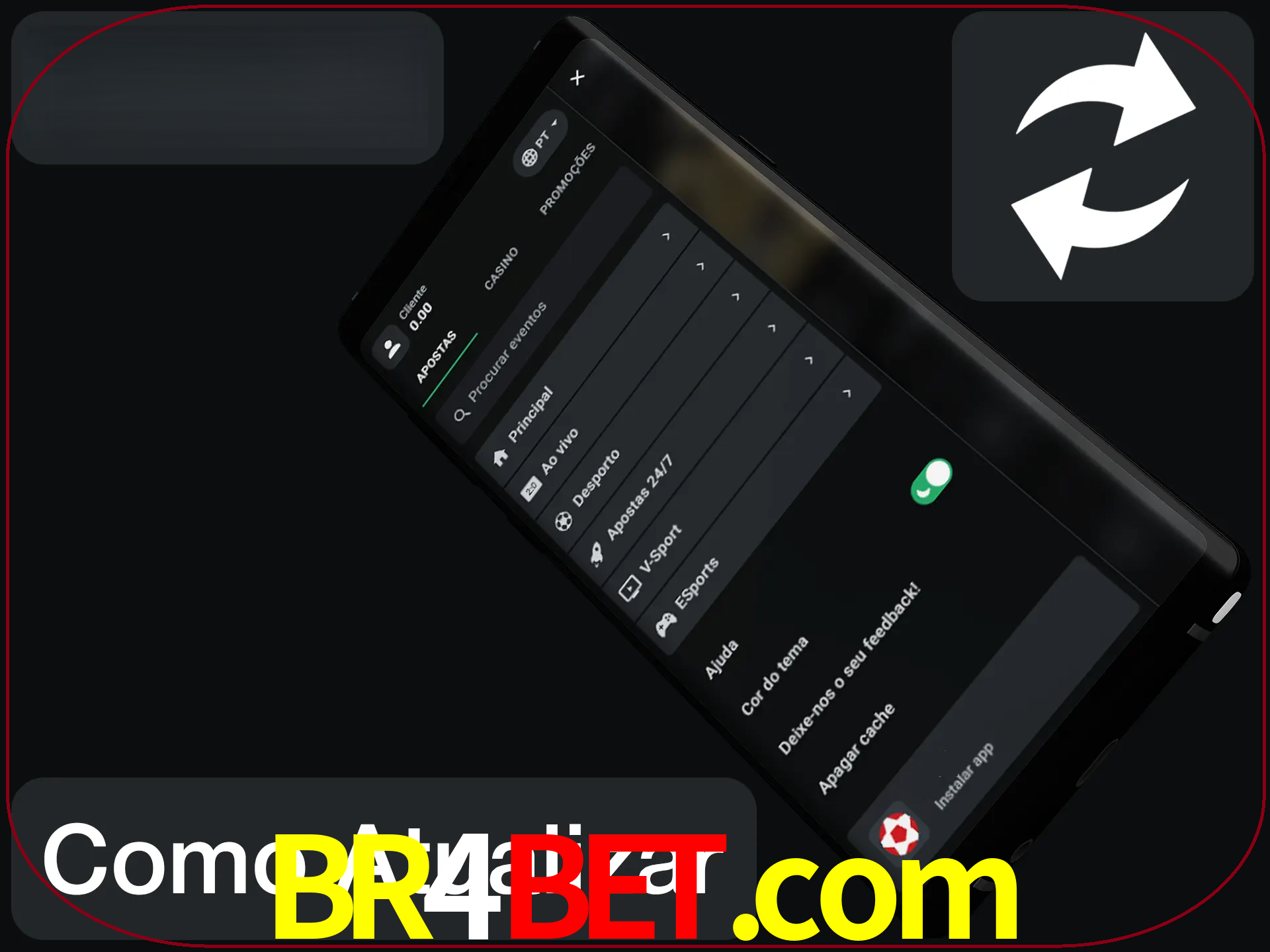 O aplicativo é atualizado automaticamente quando você faz o login.