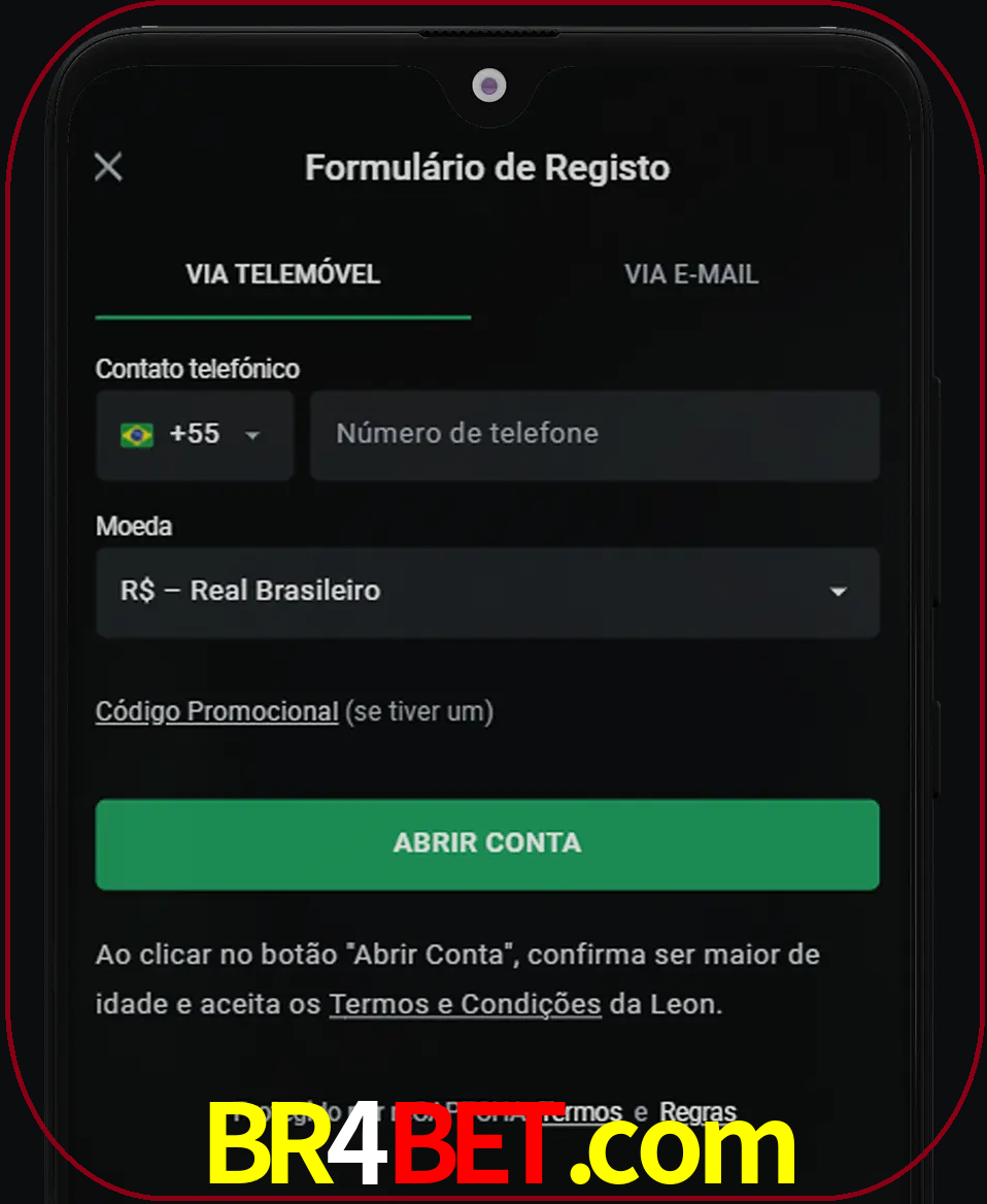 Abra o aplicativo e inicie o processo de registro.